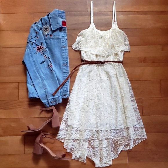 Lily Rose Dresses & Skirts - Lace Maxi High Low Spaghetti Strap Flowy Dress Lily Rose Dresses & Skirts - Lace Maxi High Low Spaghetti Strap Flowy Dress